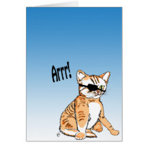 Piraten-Miezekatze Grußkarte