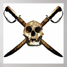 Piraten-Plakat-Schädel-Kreuz-Klingen