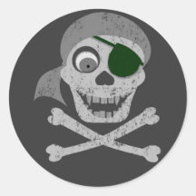 Piraten-Schädel u. Knochen-Aufkleber