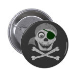 Piraten-Schädel u. Knochen-Knöpfe Button