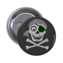 Piraten-Schädel u. Knochen-Knöpfe Button