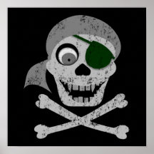 Piraten-Schädel u. Knochen-Plakat