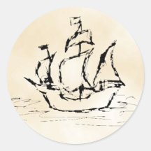 Piraten-Schiff. Pergament-Muster-Hintergrund Aufkleber
