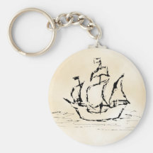 Piraten-Schiff. Pergament-Muster-Hintergrund Schlüsselbänder