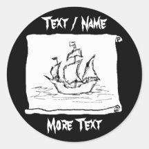 Piraten-Schiff Runder Sticker