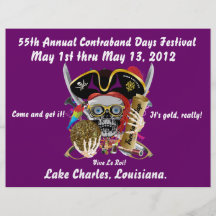 Piraten-Tage Lake Charles, Louisiana. 30 Farben Flyer Druck