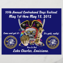 Piraten-Tage Lake Charles, Louisiana. 30 Farben Flyerdruck
