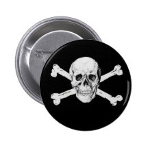 Piraten-Totenkopf mit gekreuzter Knochen Anstecknadelbuttons