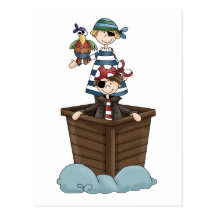Piraten · Zwei Piraten in einem Boot Postkarte