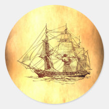 Piratenschiff Runder Sticker
