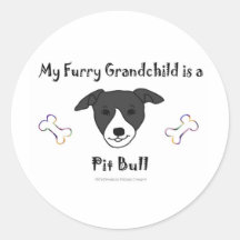 PitBullBLackWhite Runder Sticker