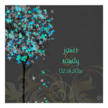 PixDezines Ahornbaum/aquamarines+blau Personalisierte Einladungen