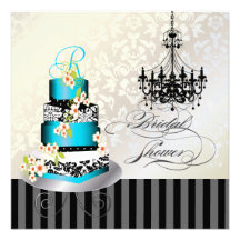 PixDezines Monogramm-Brautparty, blauer Kuchen Personalisierte Ankündigung