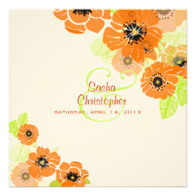 PixDezines Retro Mohnblumen, die Einladungen Weddi