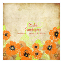 PixDezines Retro Mohnblumen, die Einladungen Weddi