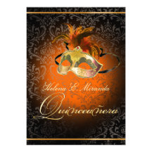 PixDezines Rossi Damast/Masquerade/DIY/Orange Individuelle Einladungskarte