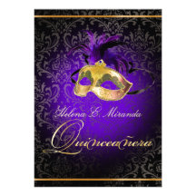 PixDezines Rossi Damast/Masquerade/DIY/Purple Einladungskarte