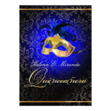 PixDezines Rossi Damast/Masquerade/DIY/sapphire Personalisierte Einladungen