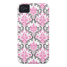 PixDezines Rossi Damast/Pink+Black/DIY Farbe iPhone 4 Hüllen