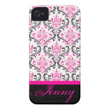 PixDezines Rossi Damast/Rosa+Black/DIY Farbe Case-Mate iPhone 4 Hüllen