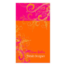 PixDezines Sorbet-Wirbel /Pink+Mandarine Visitenkartenvorlage