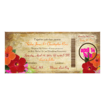 PixDezines Vintager Boardingdurchlauf/-Hibiskus Personalisierte Ankündigungskarte