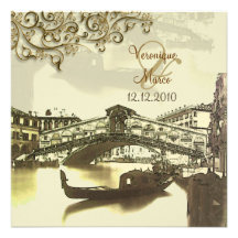 PixDezines Vintages Venezia+Rialto Brücke Einladungskarten