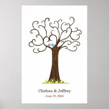 Plakat des Fingerabdruck-Baum-(Heartastic dunkles 