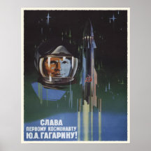 Plakat mit Vintager UDSSR-Raum-Programm-Propaganda
