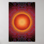 Plakat: Psychedelischer Sun: Gewundenes Fraktal De