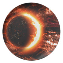 Planet auf Feuer - heißes Bild Flache Teller
