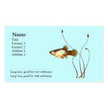 Platy auf blauer Visitenkarte
