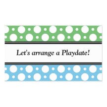 Playdate Green Blue Polka Dots Business Cards