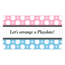 Playdate Pink Blue Polka Dots Business Cards