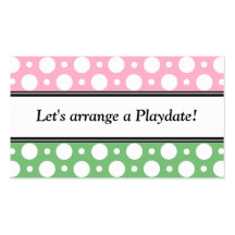 Playdate Pink Green Polka Dots Business Cards