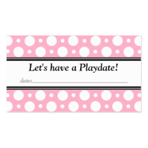 Playdate with Date Pink Polka Dots Business Cards