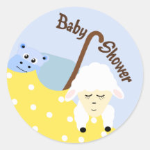 Plüschtier-blauer Babyparty-Aufkleber