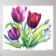 PMACarlson Tulpen mit Frühlings-Blumen-Plakat