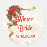 Poinsettia Bell Runde Sticker