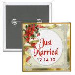 Poinsettia Wedding Bell Button
