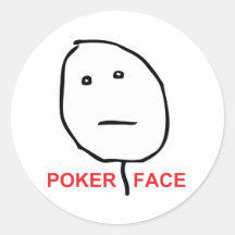 Poker-Gesicht (Text) Runder Sticker