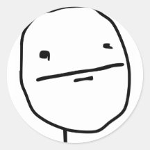 Poker-Gesichts-Comic-Gesicht Runde Aufkleber