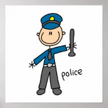 Polizei-Offizier-Strichmännchen Posterdrucke