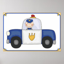 Polizeiwagen-und Polizeibeamte-Plakat