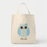 Polka-Punkt-Eulen-Name-Taschen-Tasche KRW blaue