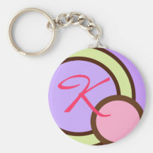 Polka-Punkte - lila - Monogramm keychain Schlüsselbänder