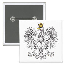 Polnisches Eagle mit Goldkrone Anstecknadelbuttons