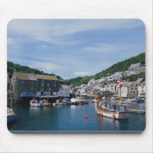 Polperro Hafen, Cornwall, England, Großbritannien Mousepads
