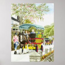"Polperro Pferdebus-" Druck Poster