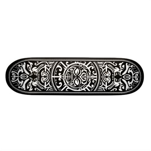 Polynesisches Stammes- Gesicht Schwarzweiss Personalisiertes Skateboarddeck